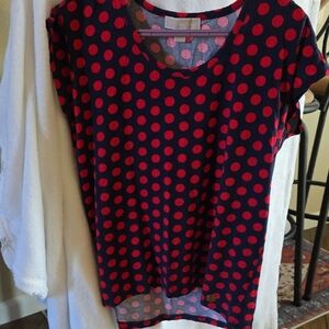 Michael Kors Red Polka Dot Short Sleeve Top